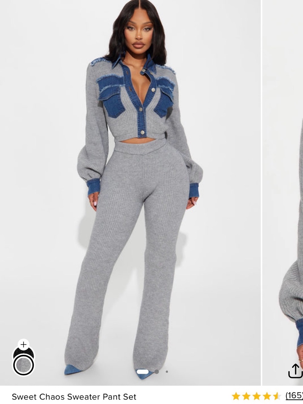 Fashion Nova Women’s Gray Ribbed Sweater Pants - Coordinating Pant Set